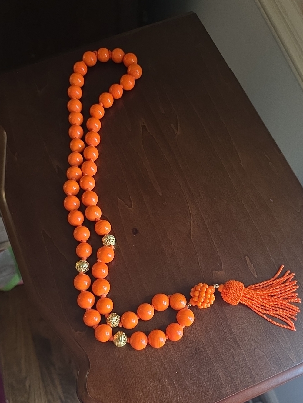 Lisi Lerch Orange Beaded Tassel Necklace